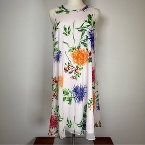 Calvin Klein Floral Dress Sheer Lined Lightweight Sleeveless Women’s Size 10
